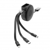 Кабель SLIDE, USB 2.0 - 3-в-1, microUSB/lightning/typeC, раздвижной, 1м, 2.1A, OLMIO