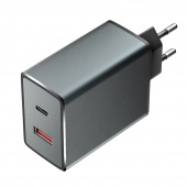 Сетевое ЗУ 38W, Type-C +USB, PowerDelivery, QuickCharge, серое, OLMIO