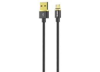 Кабель DELUXE, USB 2.0 - microUSB, 1м, 2.1A, черный, OLMIO