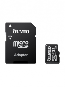 Карта памяти microSDHC 32GB Class 10 UHS-I, с адаптером, OLMIO