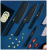 Набор ножей сталь X50 Cr Mo V 15 Huo Hou Heat Cool Black Non-stick Knife Set  (4 ножа + подставка)